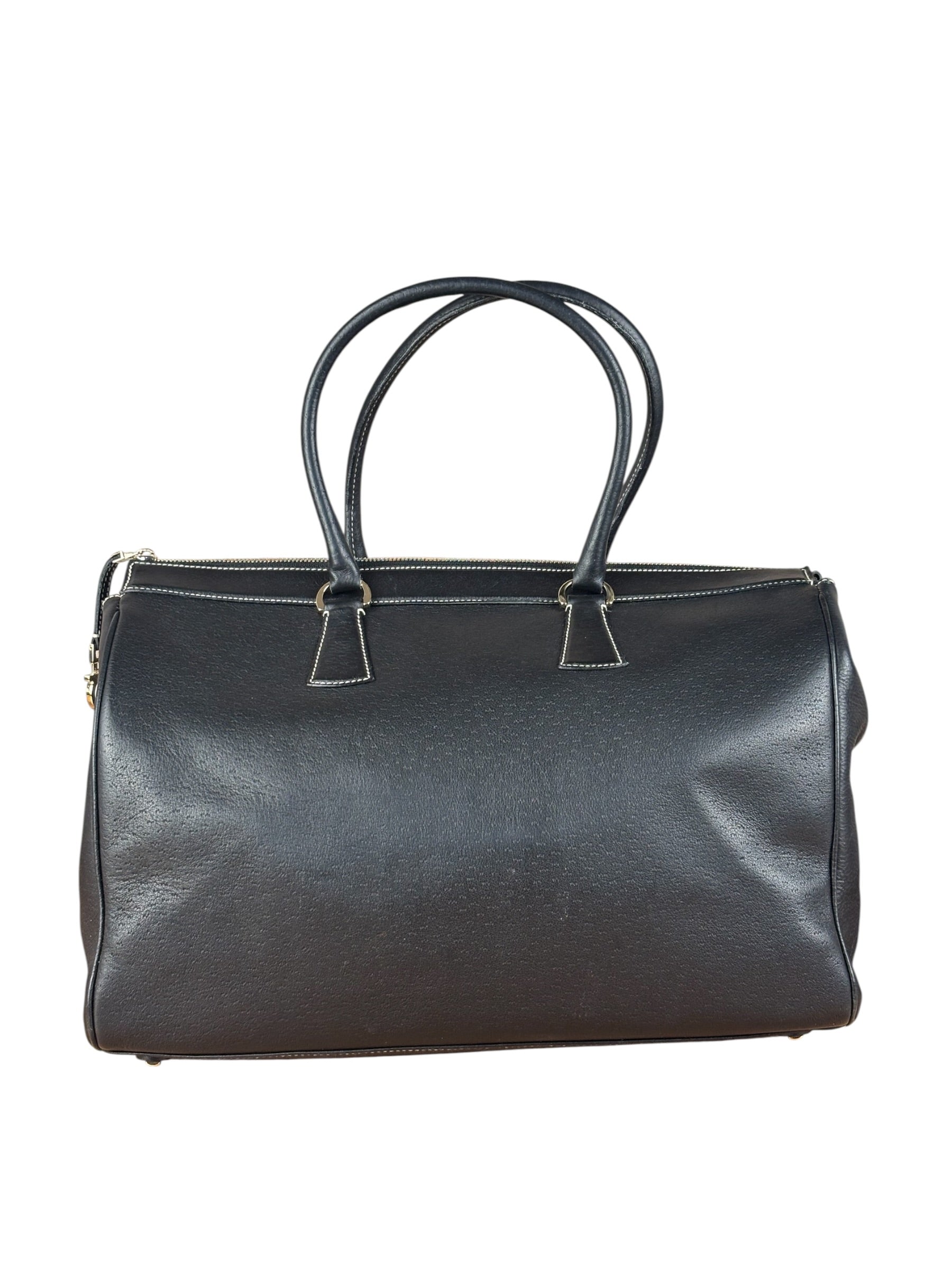 Salvatore Ferragamo Vintage Black Pebbled Leather Tote Bag