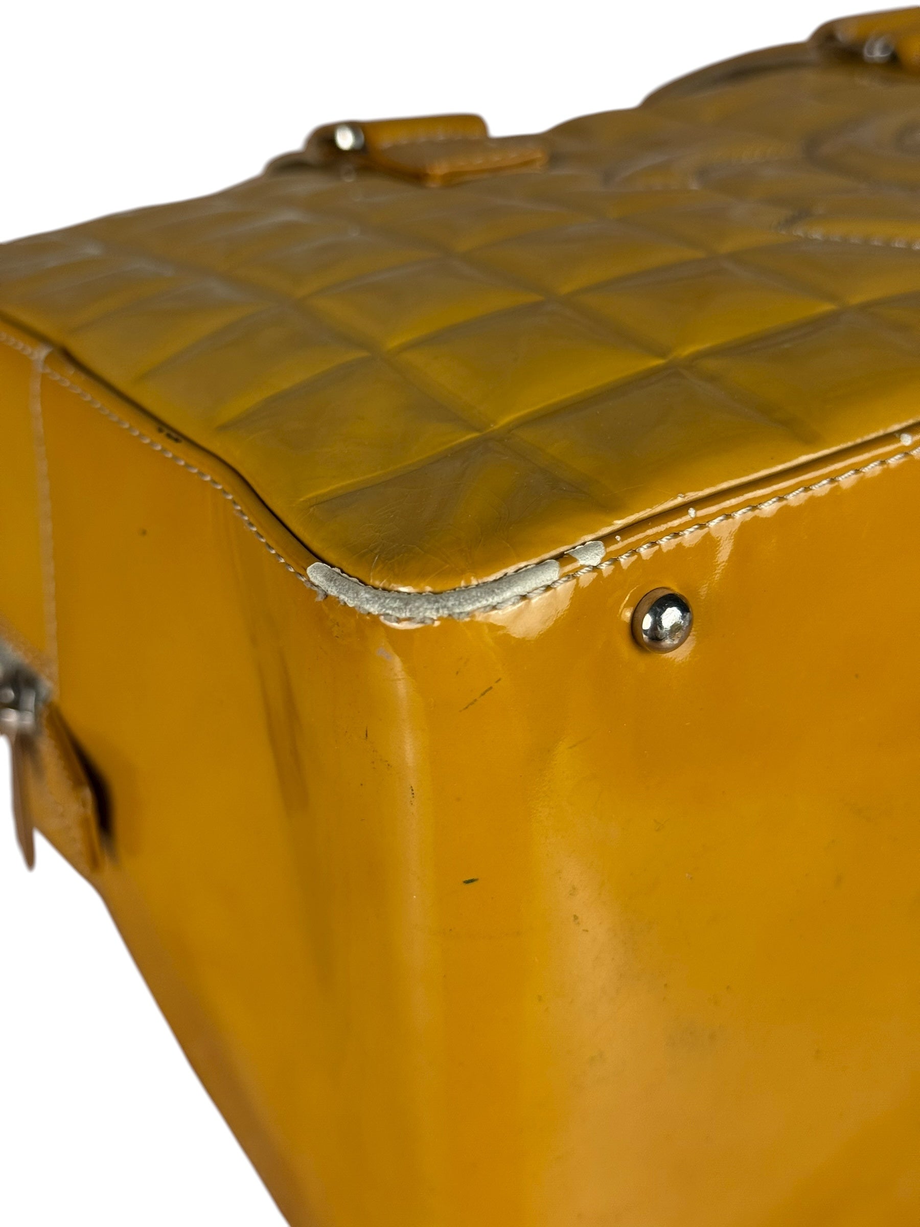 Chanel Vintage Patent Chocolate Bar Bowler Bag