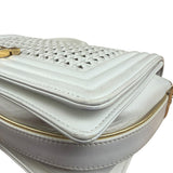 Chanel Vintage White Leather Braided Boy Shoulder Bag 1989