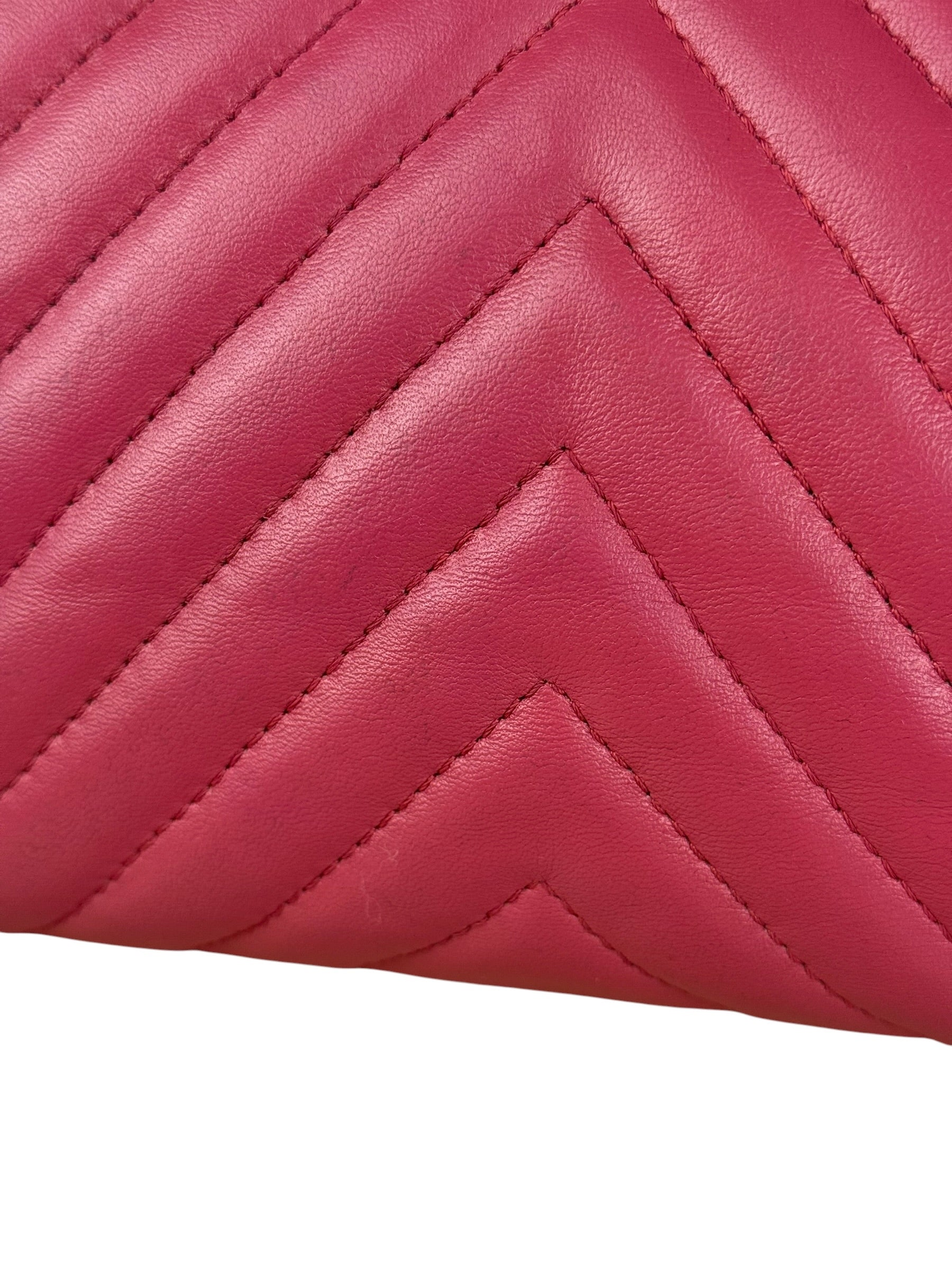 Chanel Pink Chevron Quilted Leather Medium Flap Bag 2018