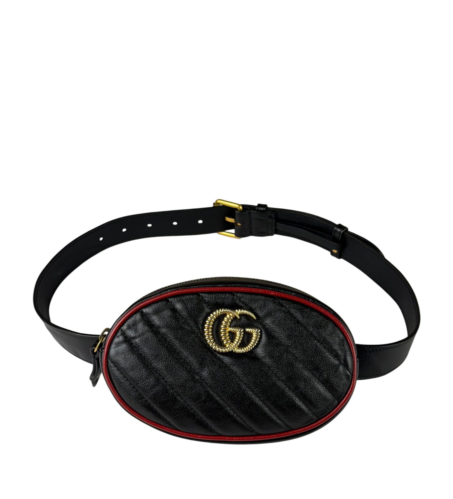 Gucci Black Matalassè Leather Marmont Belt Bag
