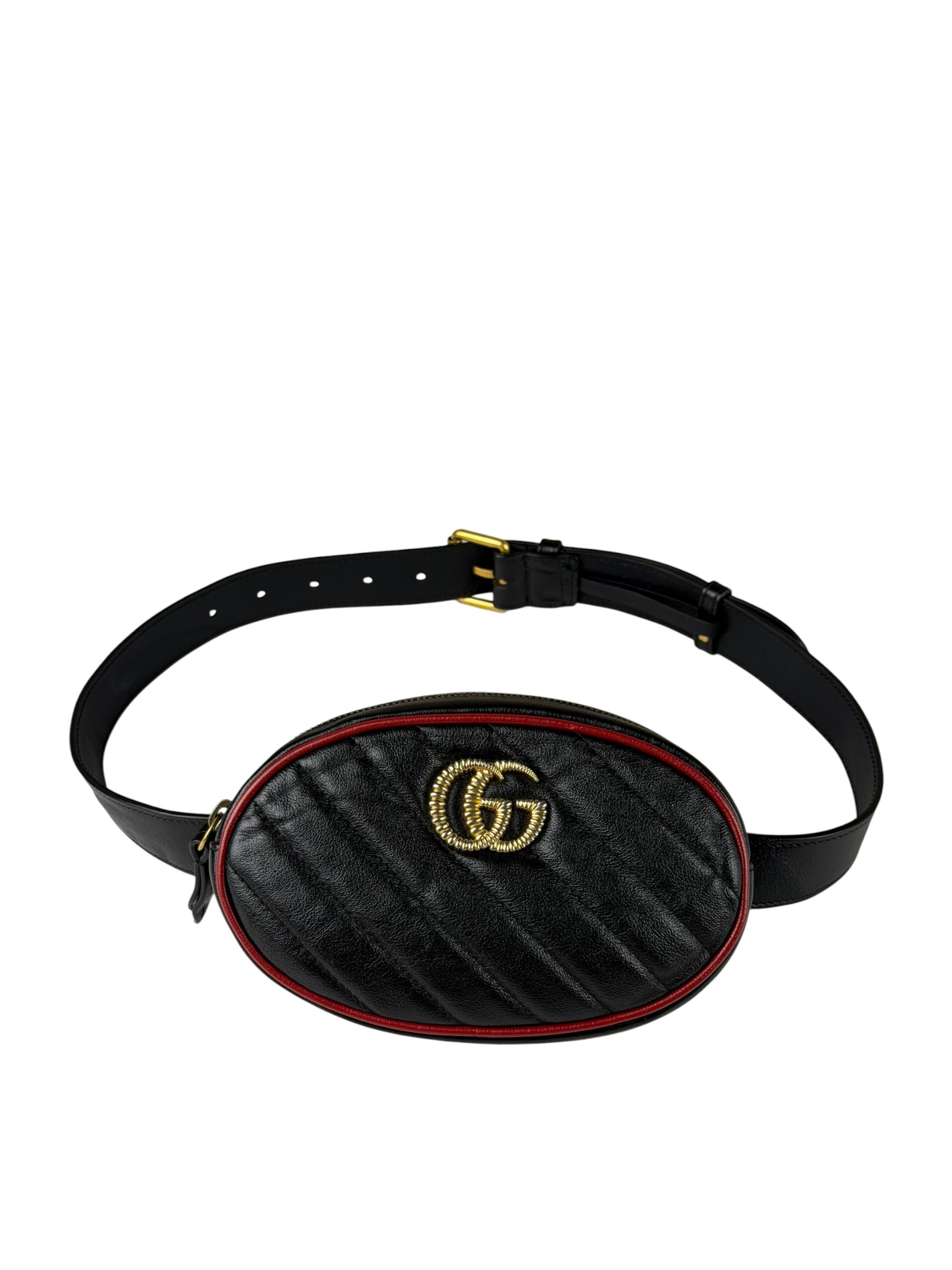 Gucci Black Matalassè Leather Marmont Belt Bag