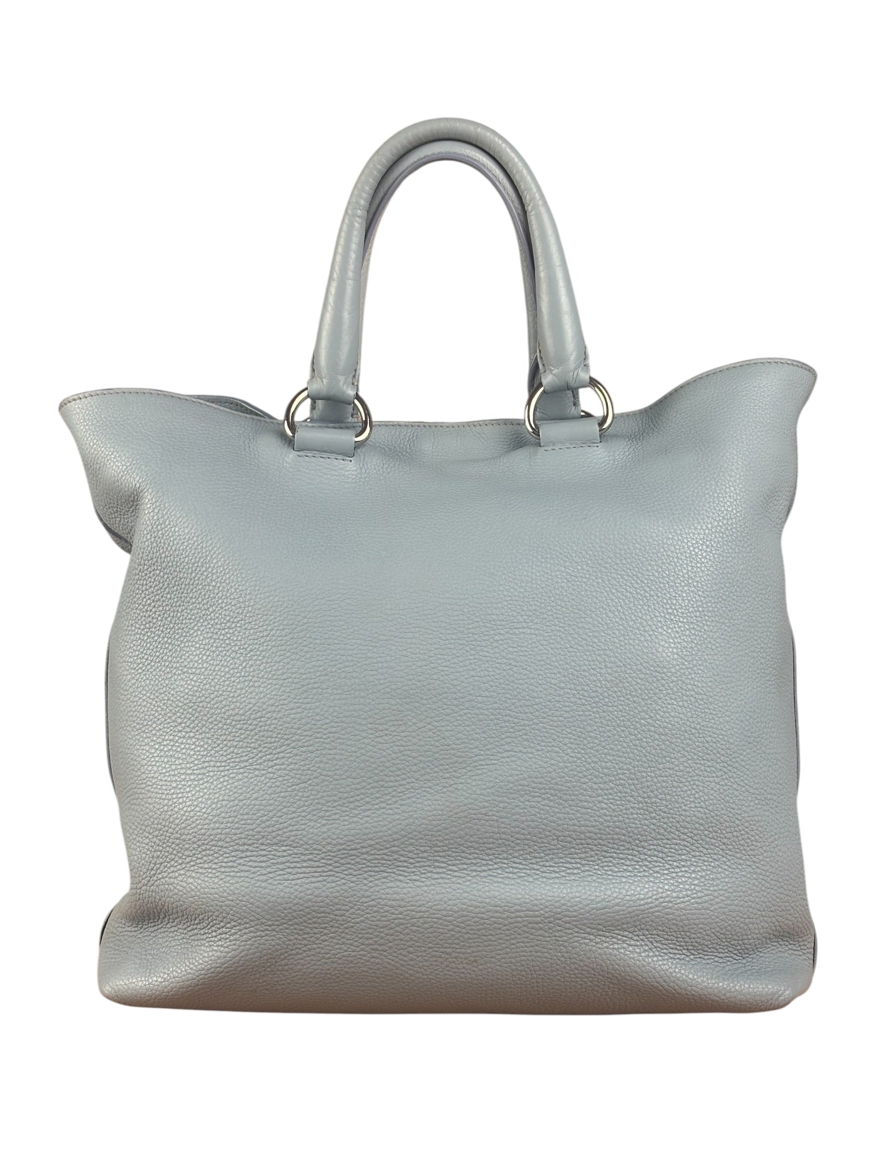 Prada Light Blue Vitello Daino Leather Tote
