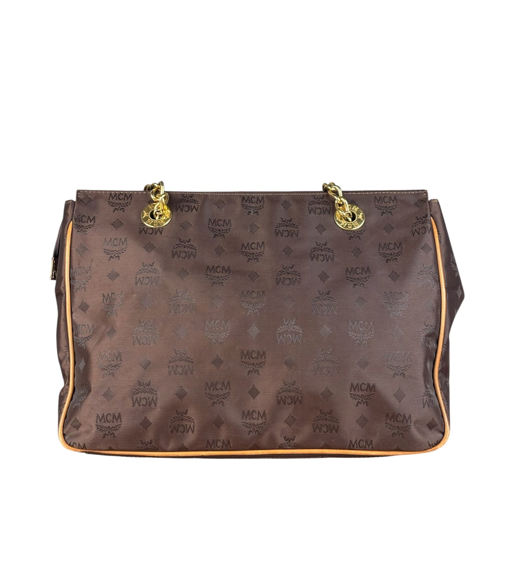 MCM Brown Nylon/Leather Visetos Monogram Shoulder/Tote Bag