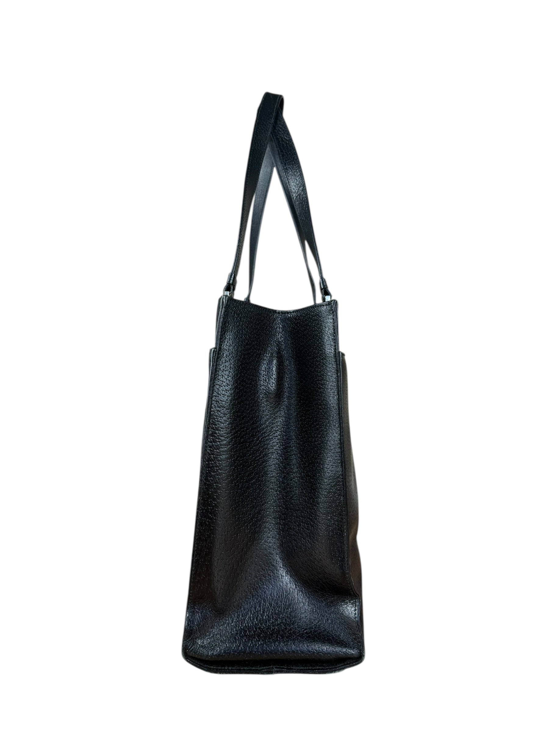 Gucci Vintage Black Leather Shoulder Tote