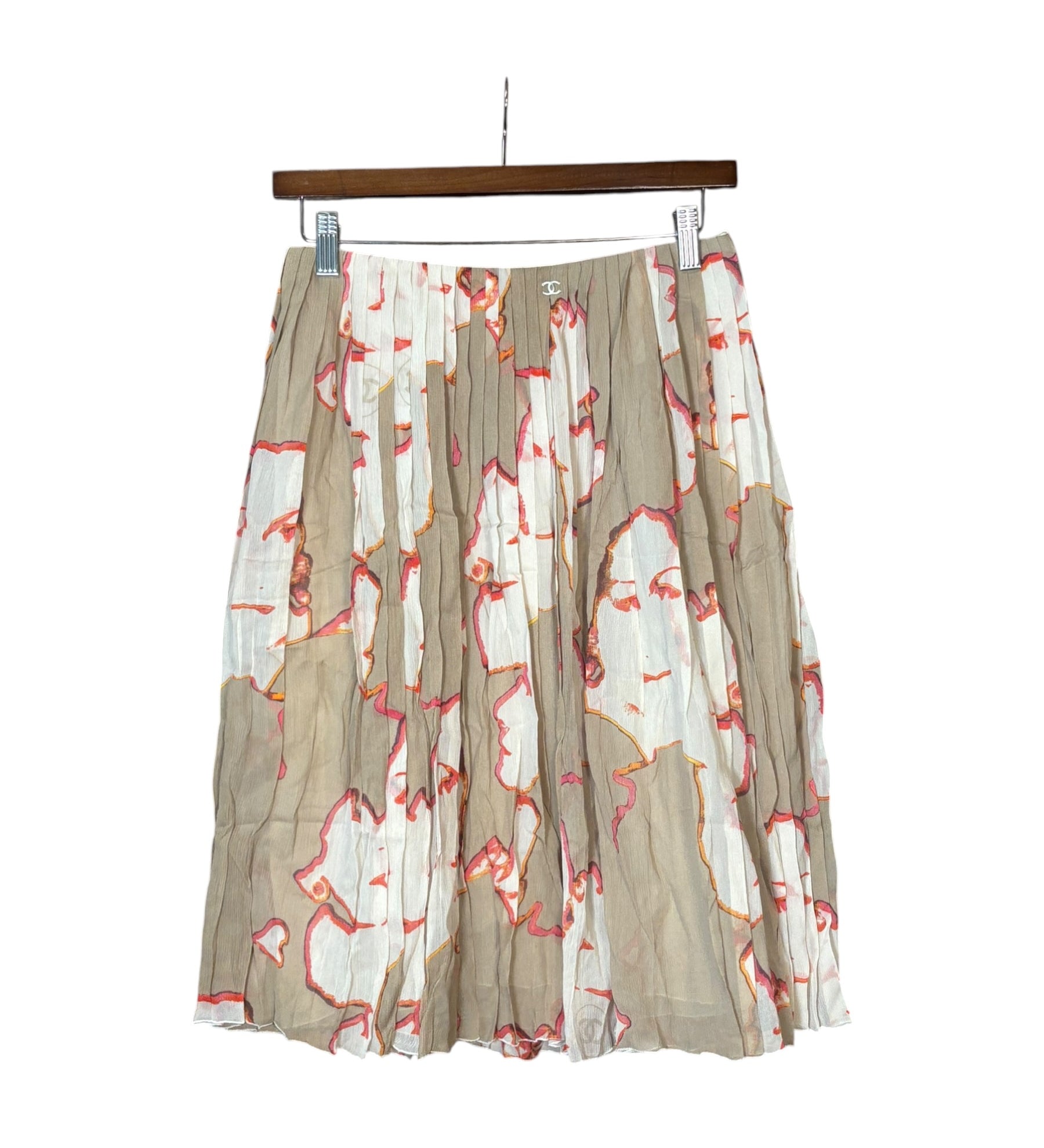 Chanel Vintage Floral Pleaded Skirt
