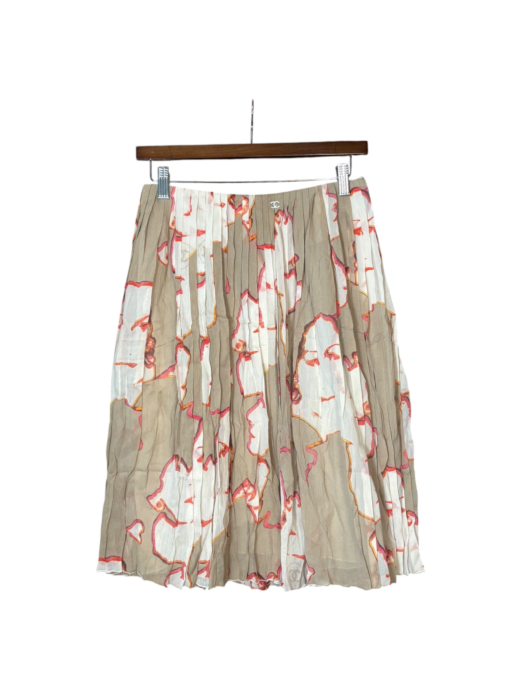 Chanel Vintage Floral Pleaded Skirt