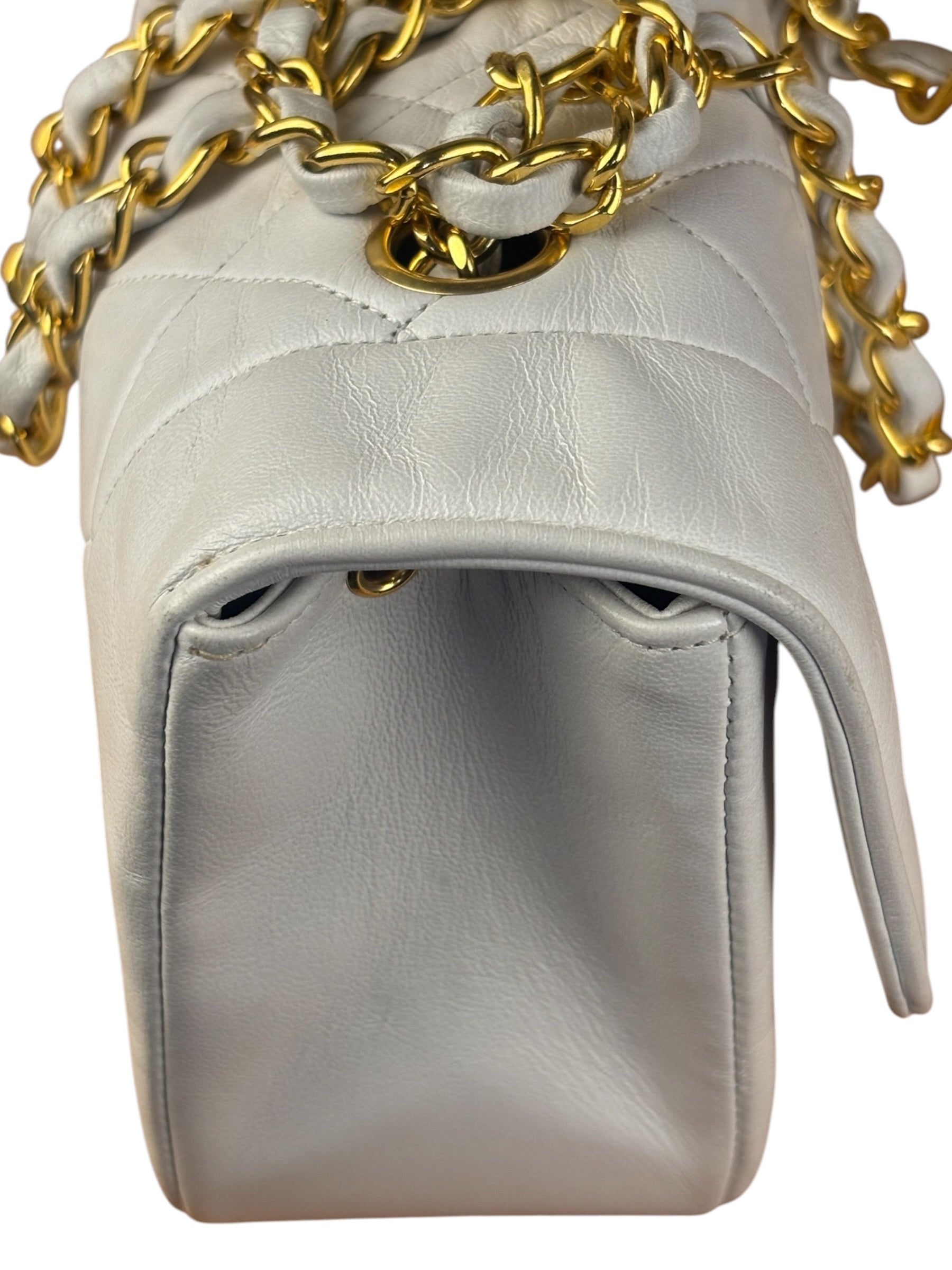 Chanel White Lambskin Diana Bijoux Flap 1992
