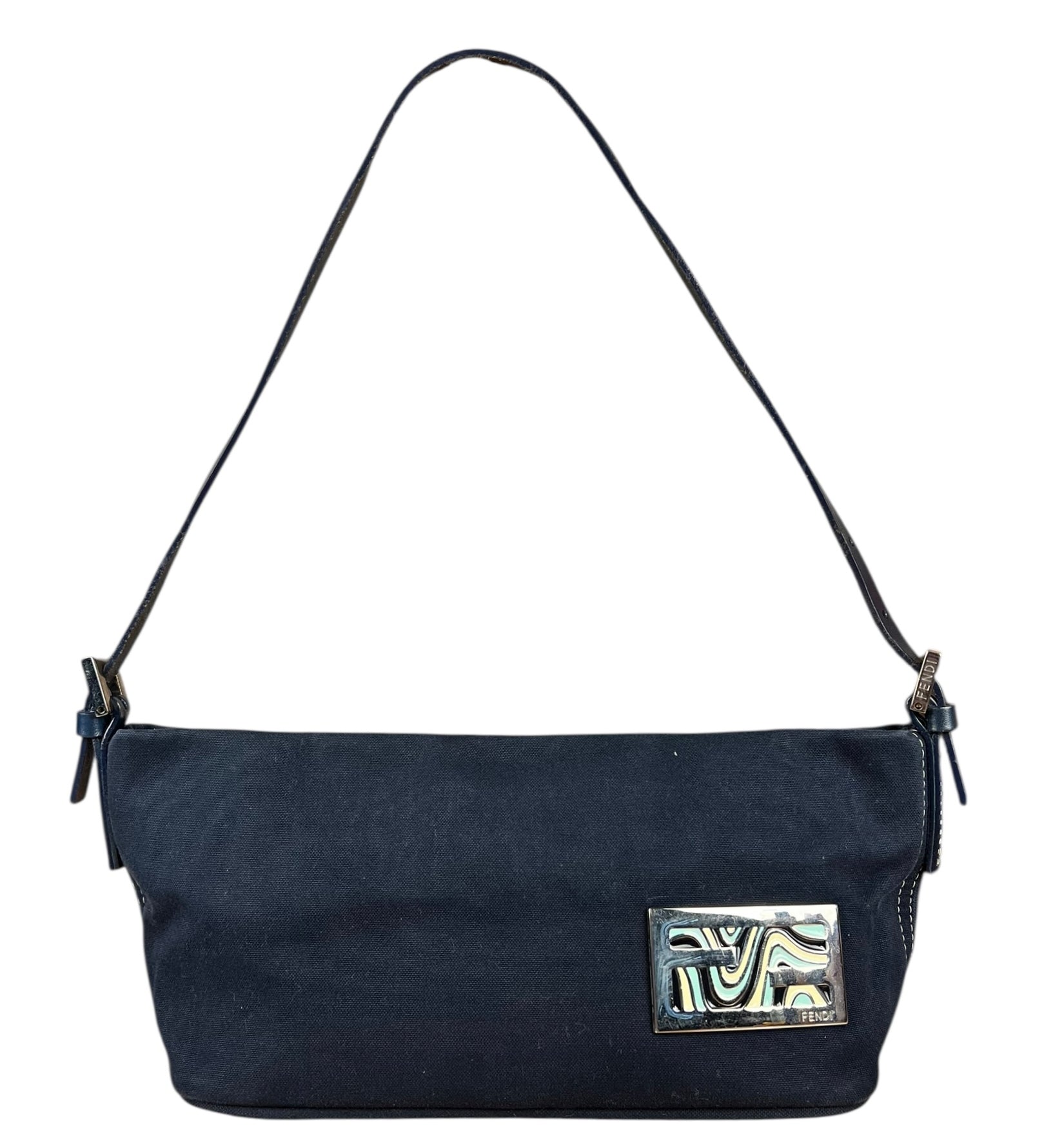 Fendi Vintage Navy Wave Buckle Pochette