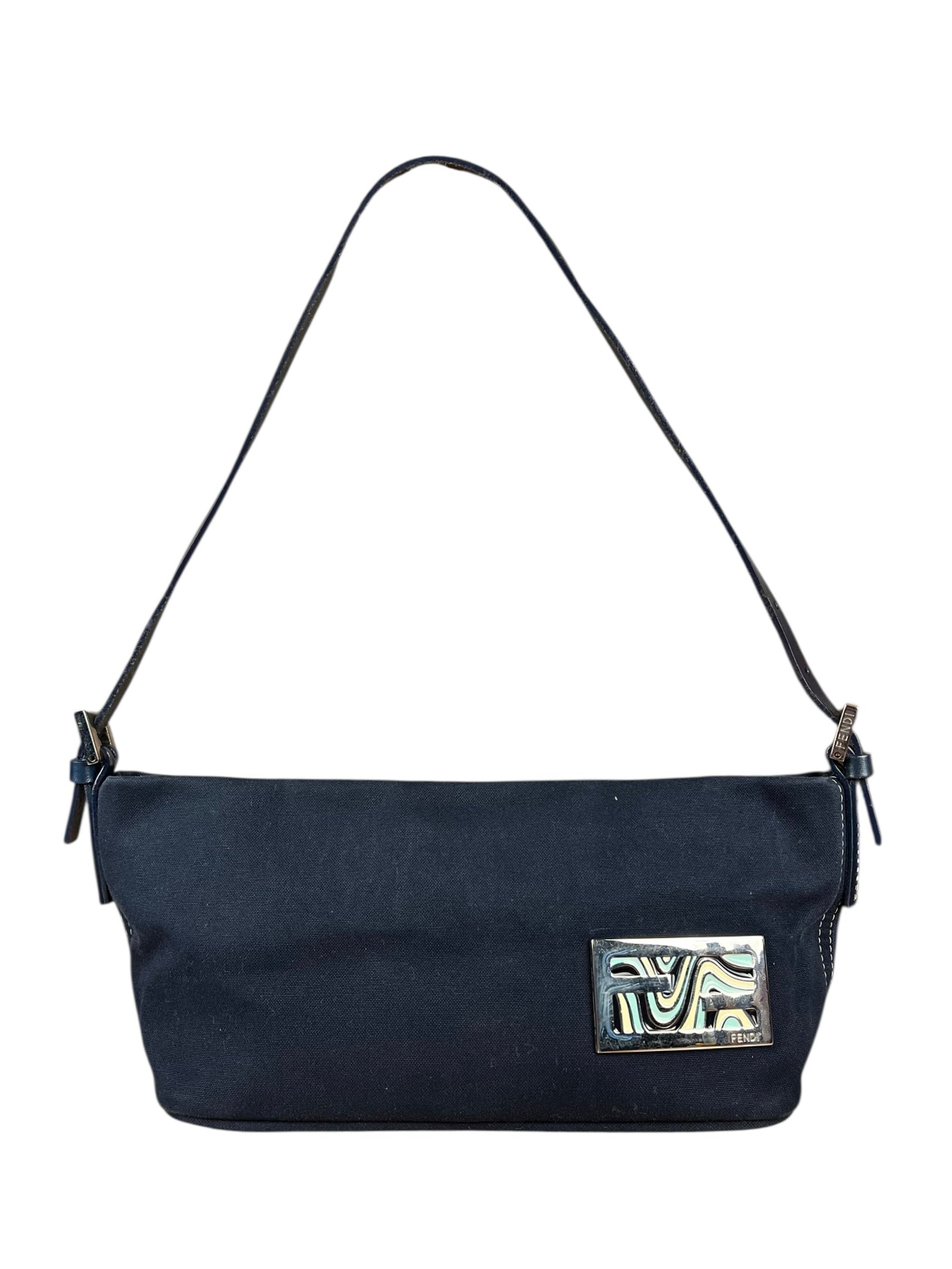 Fendi Vintage Navy Wave Buckle Pochette