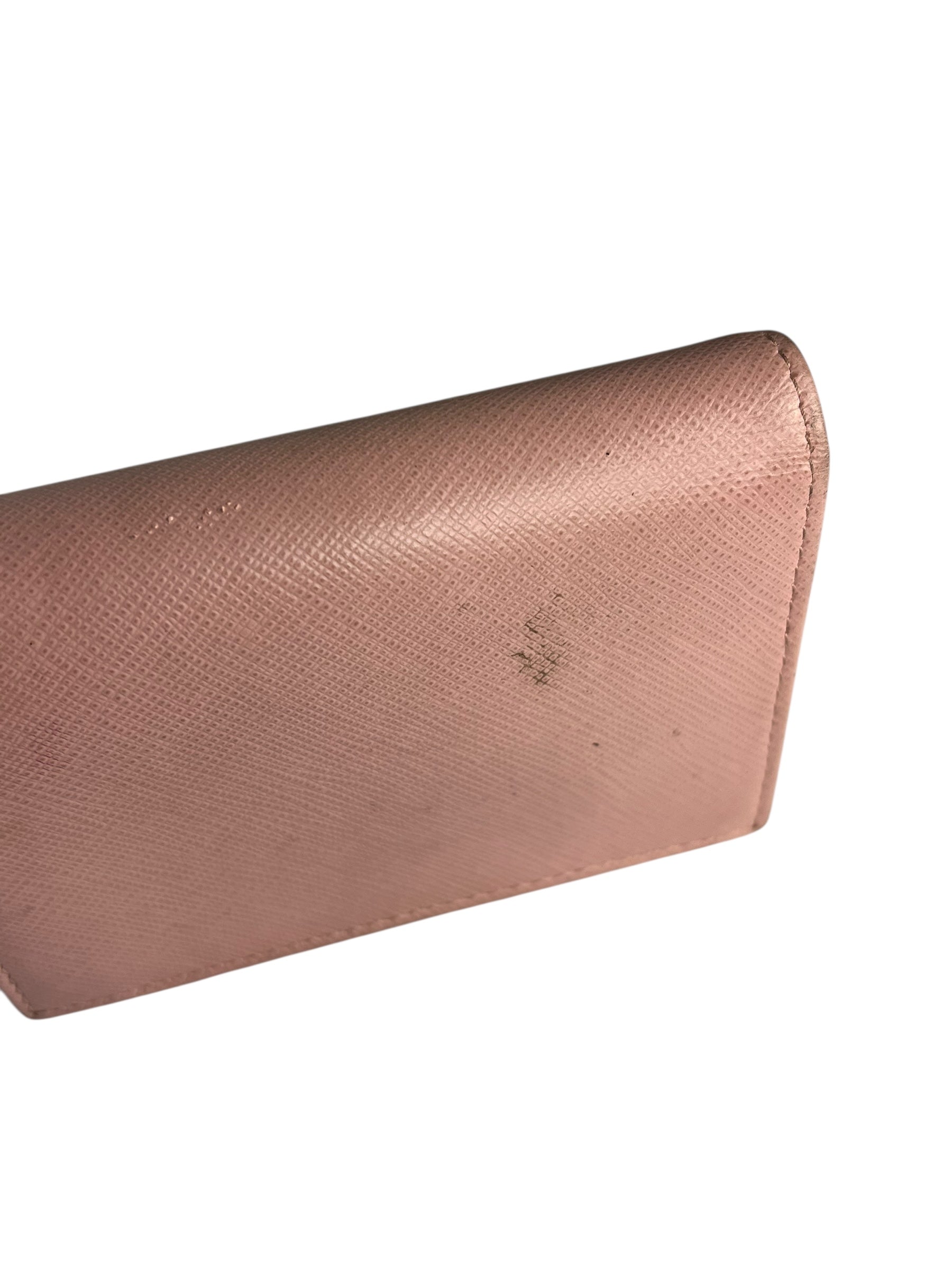 Prada Pink Saffiano Leather Compact Wallet