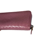 Bottega Veneta Intreccio Long Zip Wallet Pink