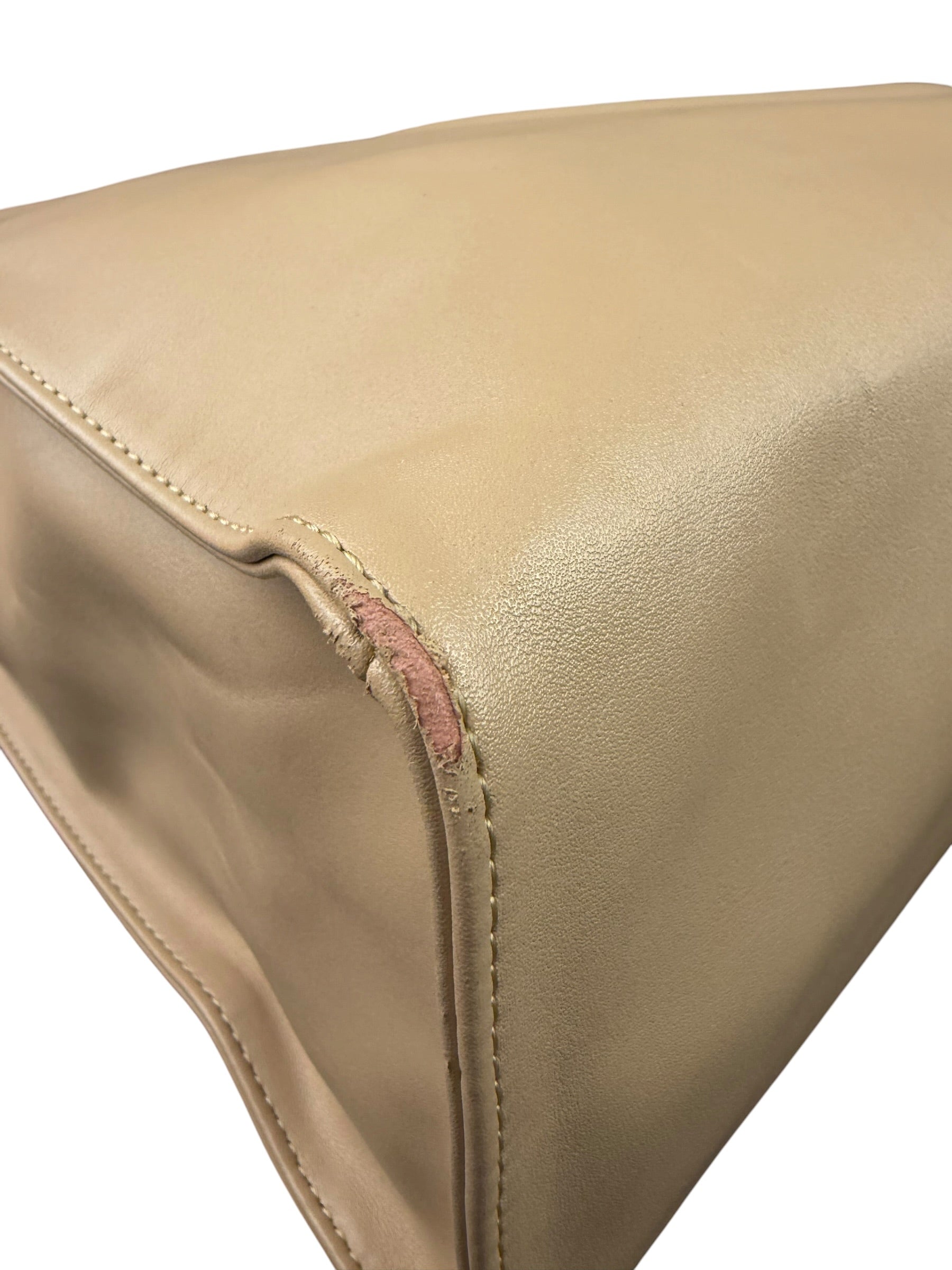 Telfar Cream Leather Medium Shopping Tote Bag