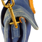 Prada Vintage Cobalt Blue Canvas Flap Shoulder Bag