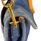 Prada Vintage Cobalt Blue Canvas Flap Shoulder Bag