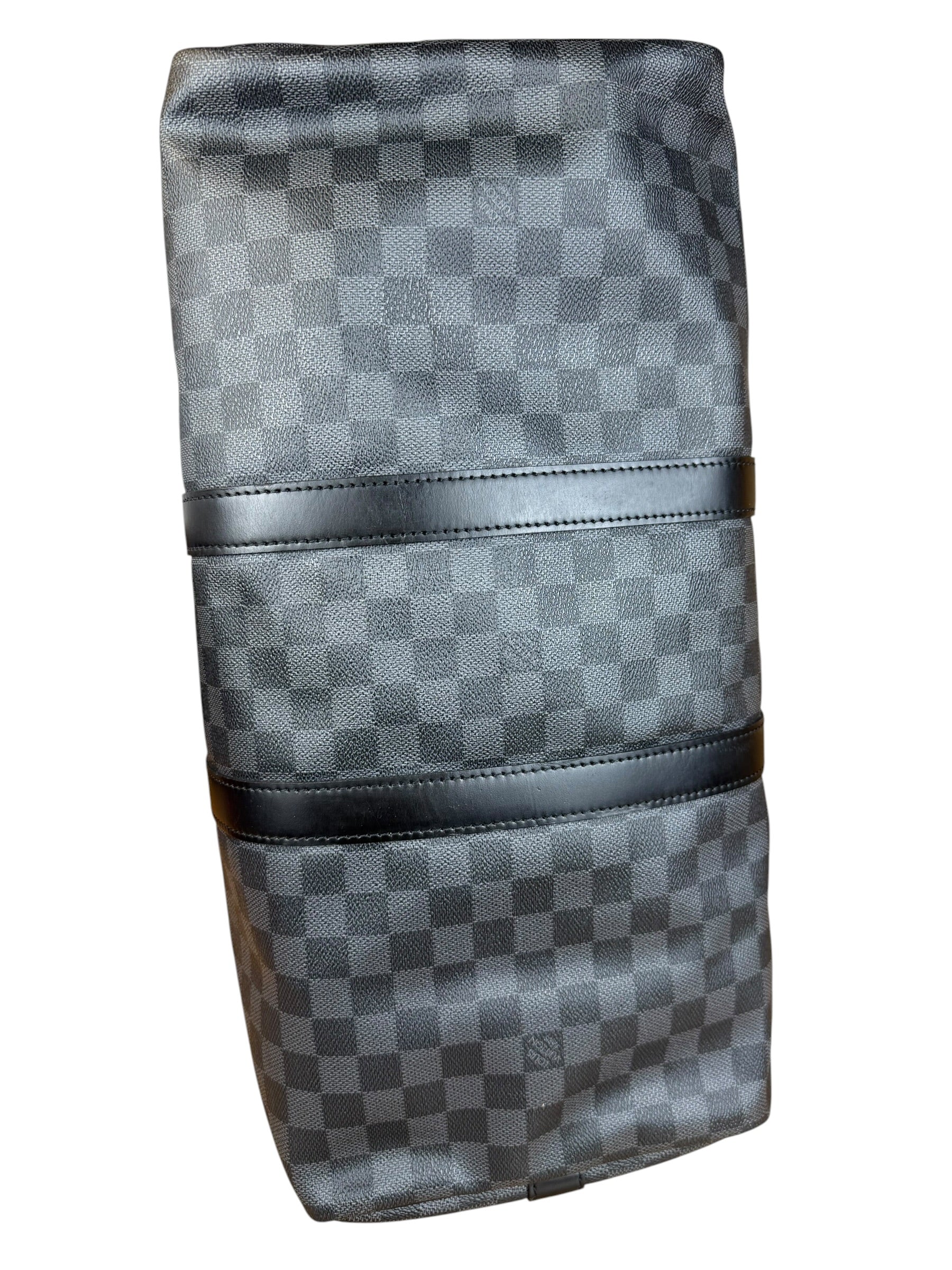 Louis Vuitton Canvas Damier Graphite Keepall Bandouliere Hand Bag