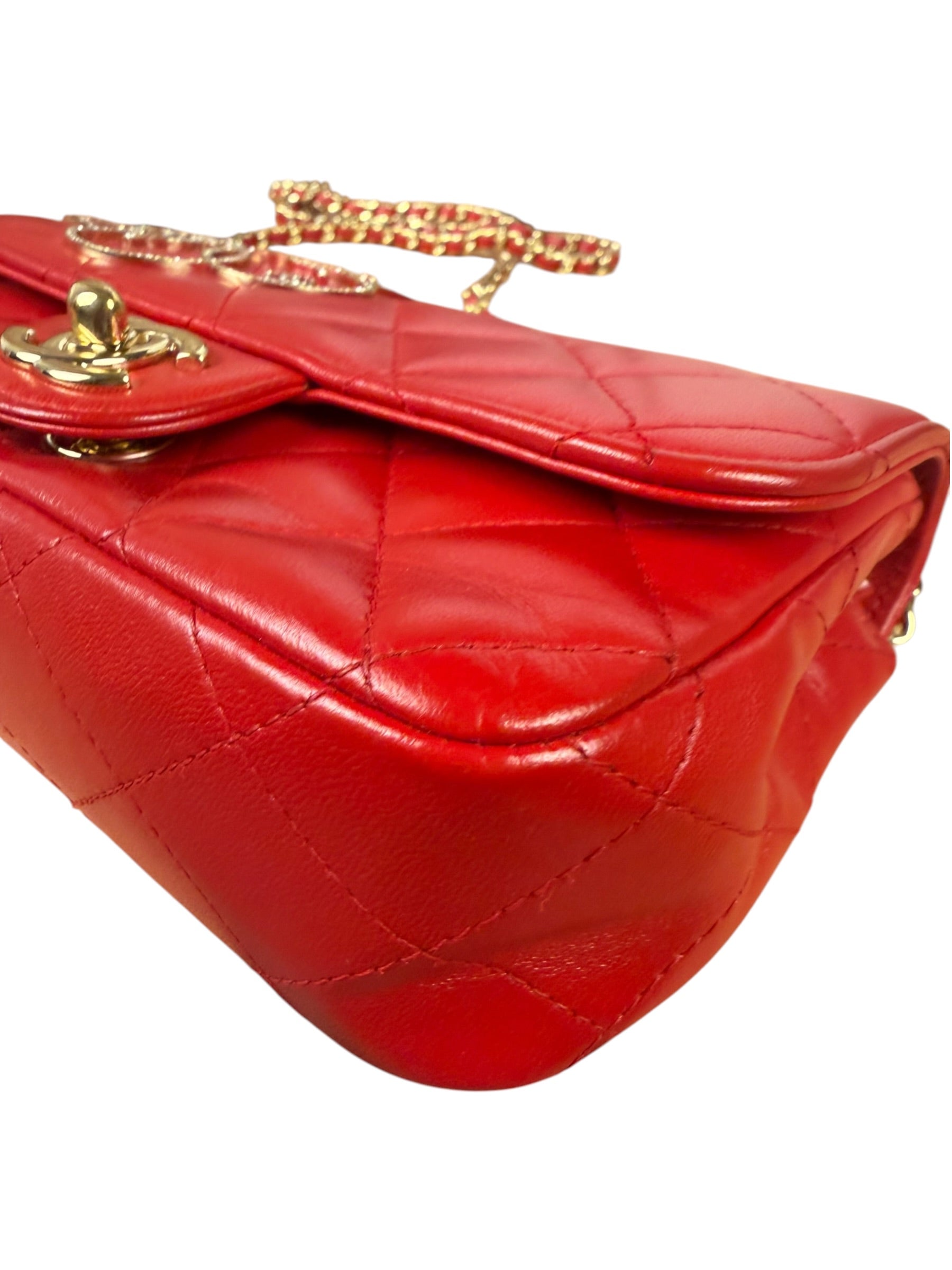Chanel Red Lambskin Timeless Small Shoulder Bag 2017