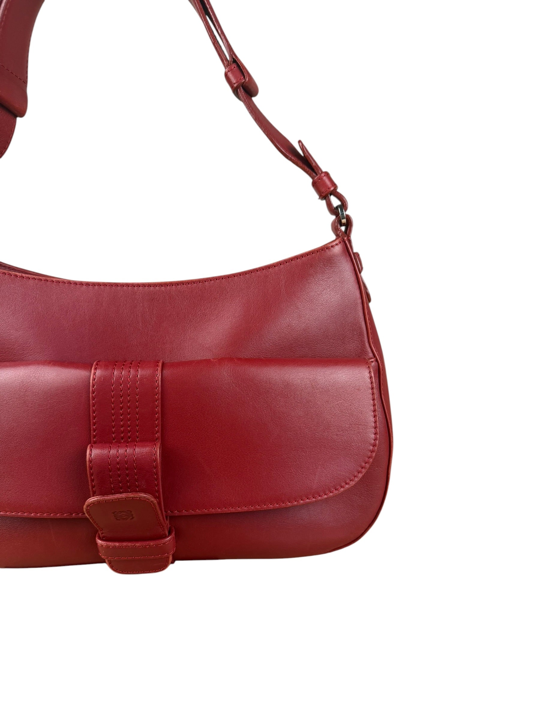 Loewe Vintage Red Leather Shoulder Bag