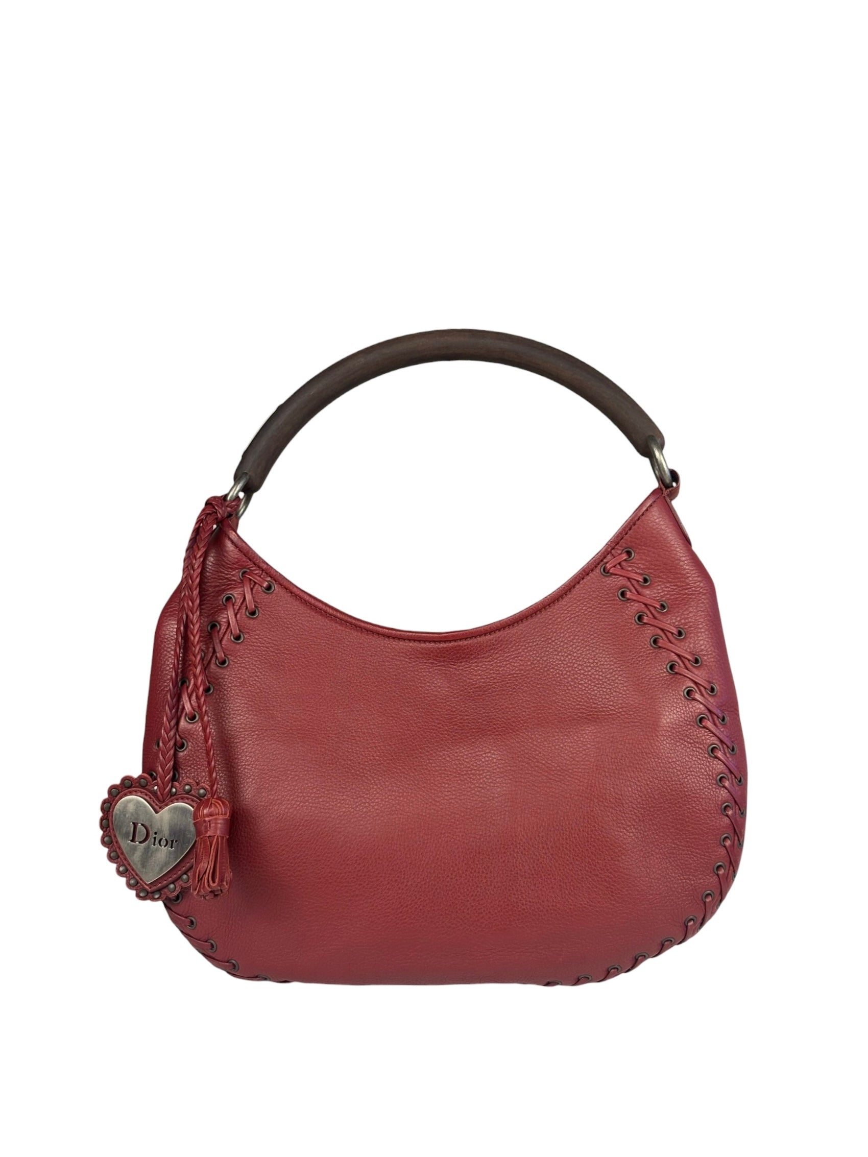 Christian Dior Red Leather Ethnic Hobo Bag