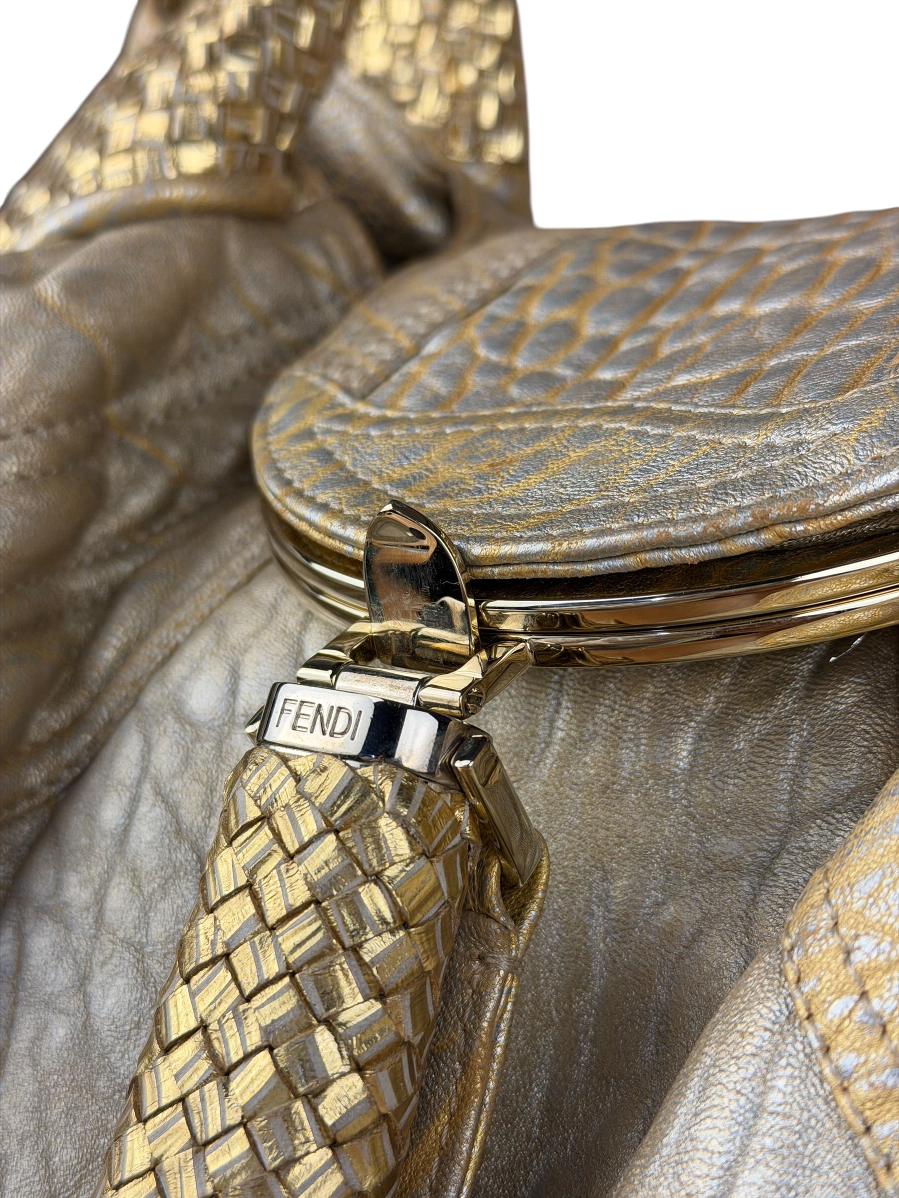 Fendi Metallic Gold Spy Shoulder Bag