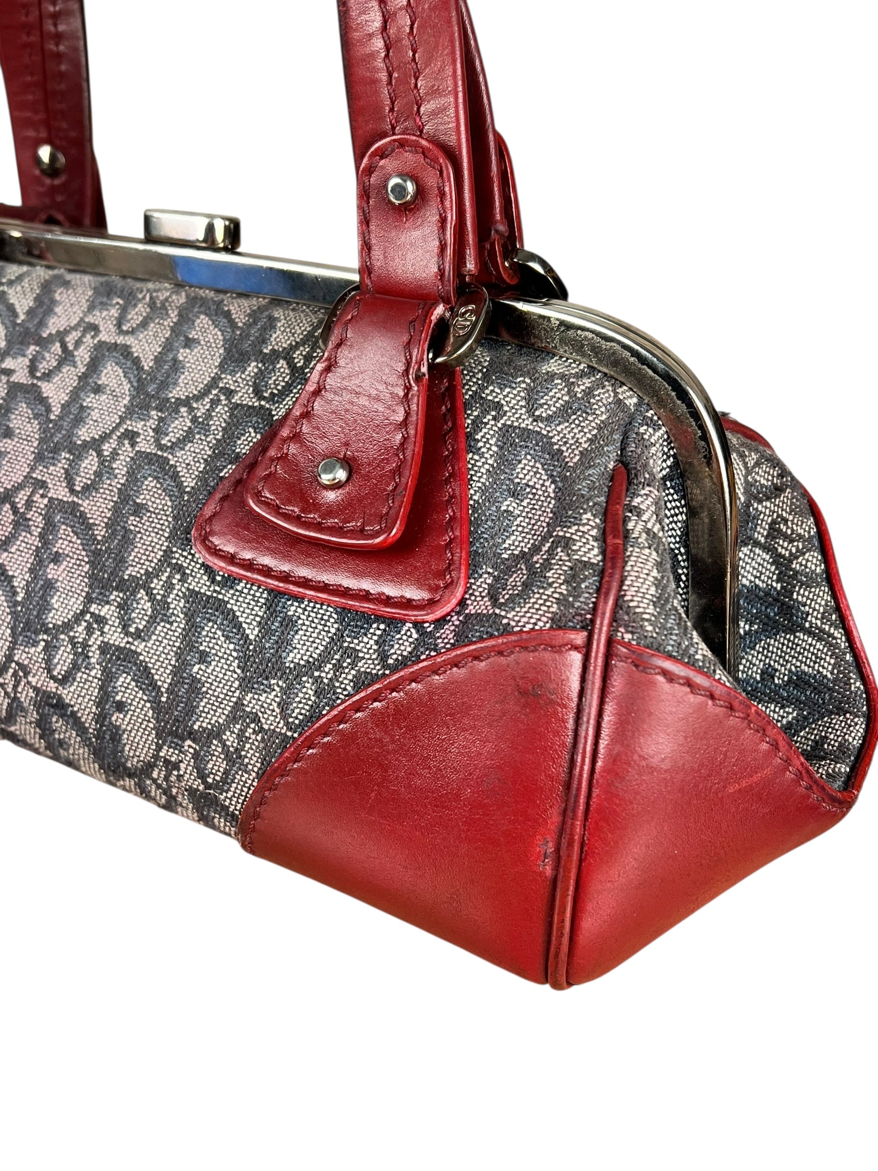 Christian Dior 2005 Doctor Bag Navy/Red Leather Trim