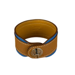 Hermes Blue/Brown Leather Turnlock Bracelet