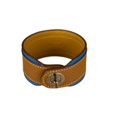 Hermes Blue/Brown Leather Turnlock Bracelet