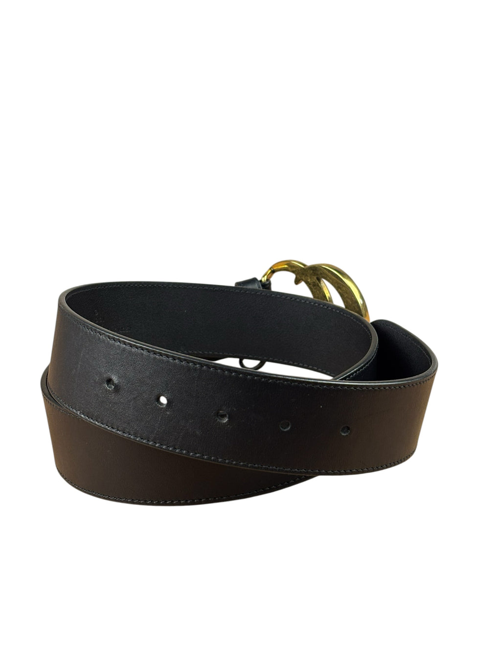 Gucci Black Leather GG Buckle Belt