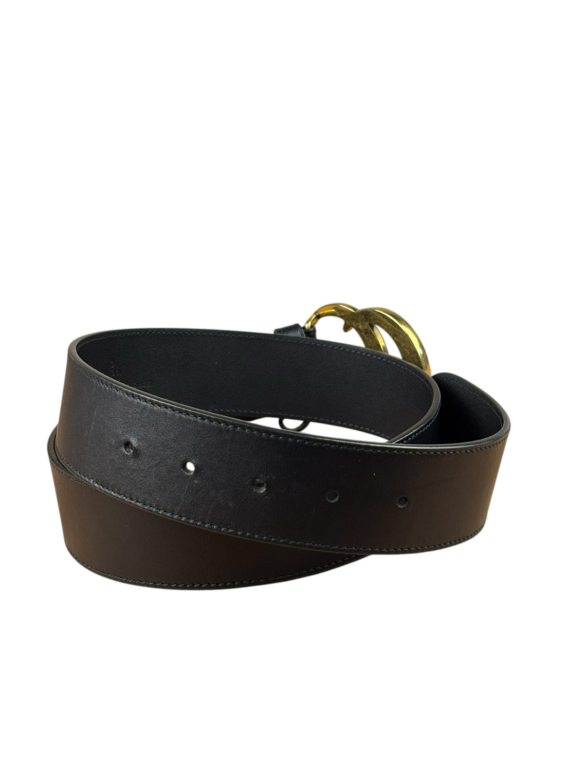 Gucci Black Leather GG Buckle Belt