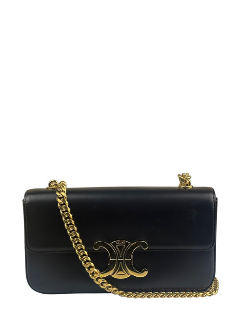 Celine Black Calfskin Claude Flap Chain Bag