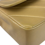 Chanel Vintage Beige Lambskin Chevron Coco Handle Flap Two-Way Bag 1991