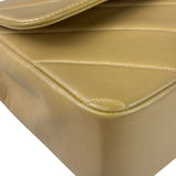 Chanel Vintage Beige Lambskin Chevron Coco Handle Flap Two-Way Bag 1991