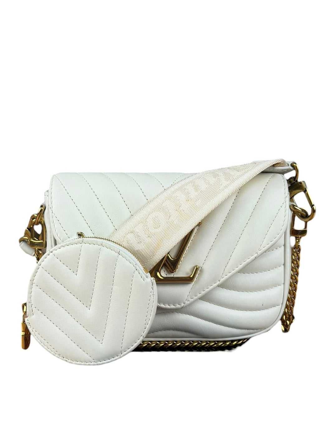 Louis Vuitton White Leather New Wave Multi Crossbody Pochette