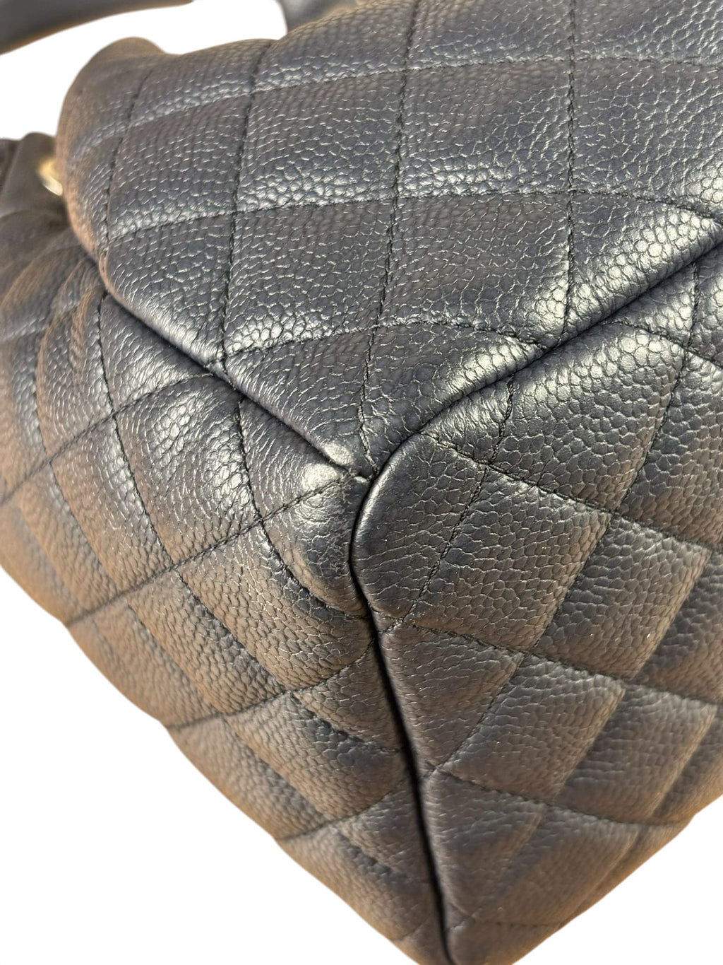 Chanel Navy Quilted Caviar Bucket Bag 2018