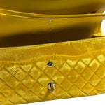Chanel Yellow Quilted Velvet/Leather Double Flap Bag 2015