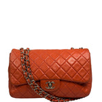 Chanel Orange Quilted Lambskin Flap Bag 2008