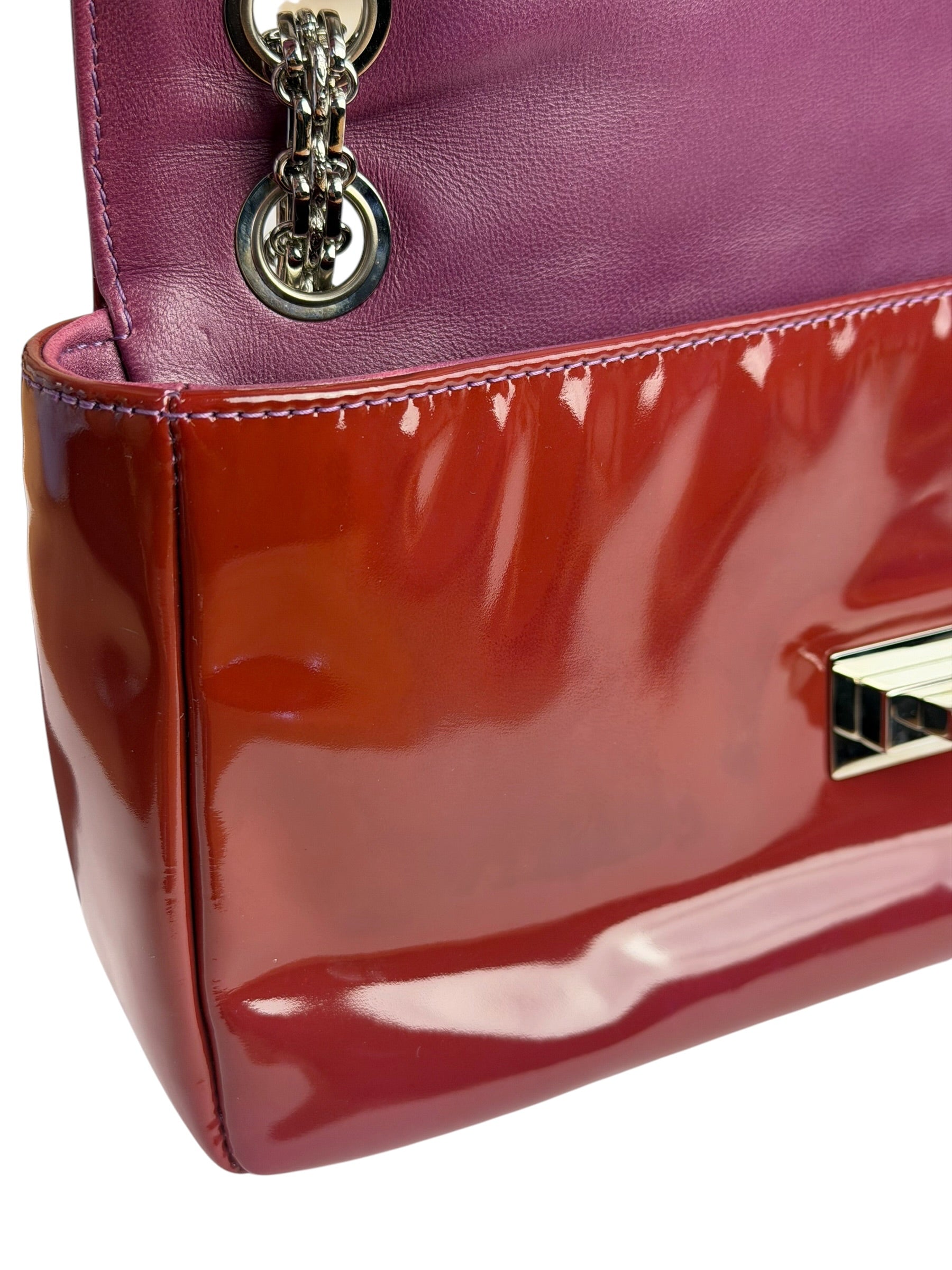 Chanel Burgundy Patent Leather Mademoiselle Bijoux Chain Flap Bag 2008