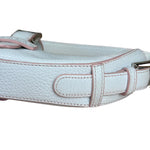 Loewe White Pebbled Leather Pink Trim Mini Boat Pochette