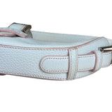 Loewe White Pebbled Leather Pink Trim Mini Boat Pochette
