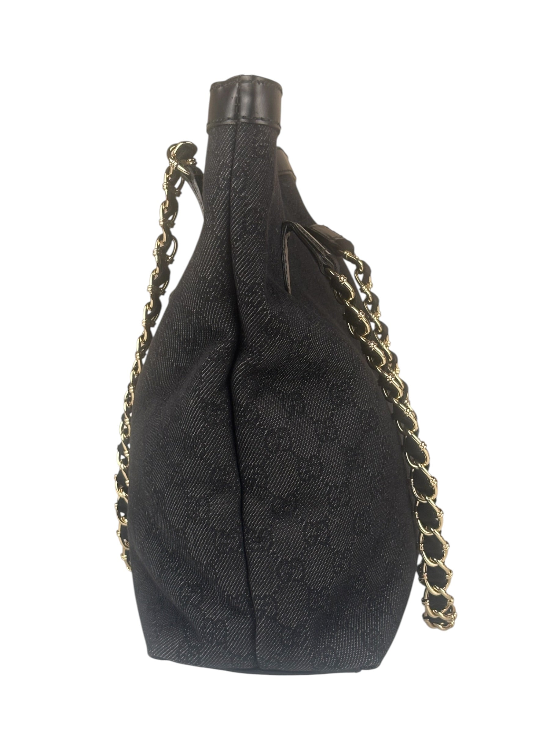 Gucci GG Black Canvas Capri Chain Tote Bag