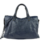 Balenciaga Navy Lambskin Moto Work Two-Way Bag