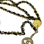 Chanel Leather Chain Strap Belt Black/Gold Tone