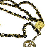 Chanel Leather Chain Strap Belt Black/Gold Tone