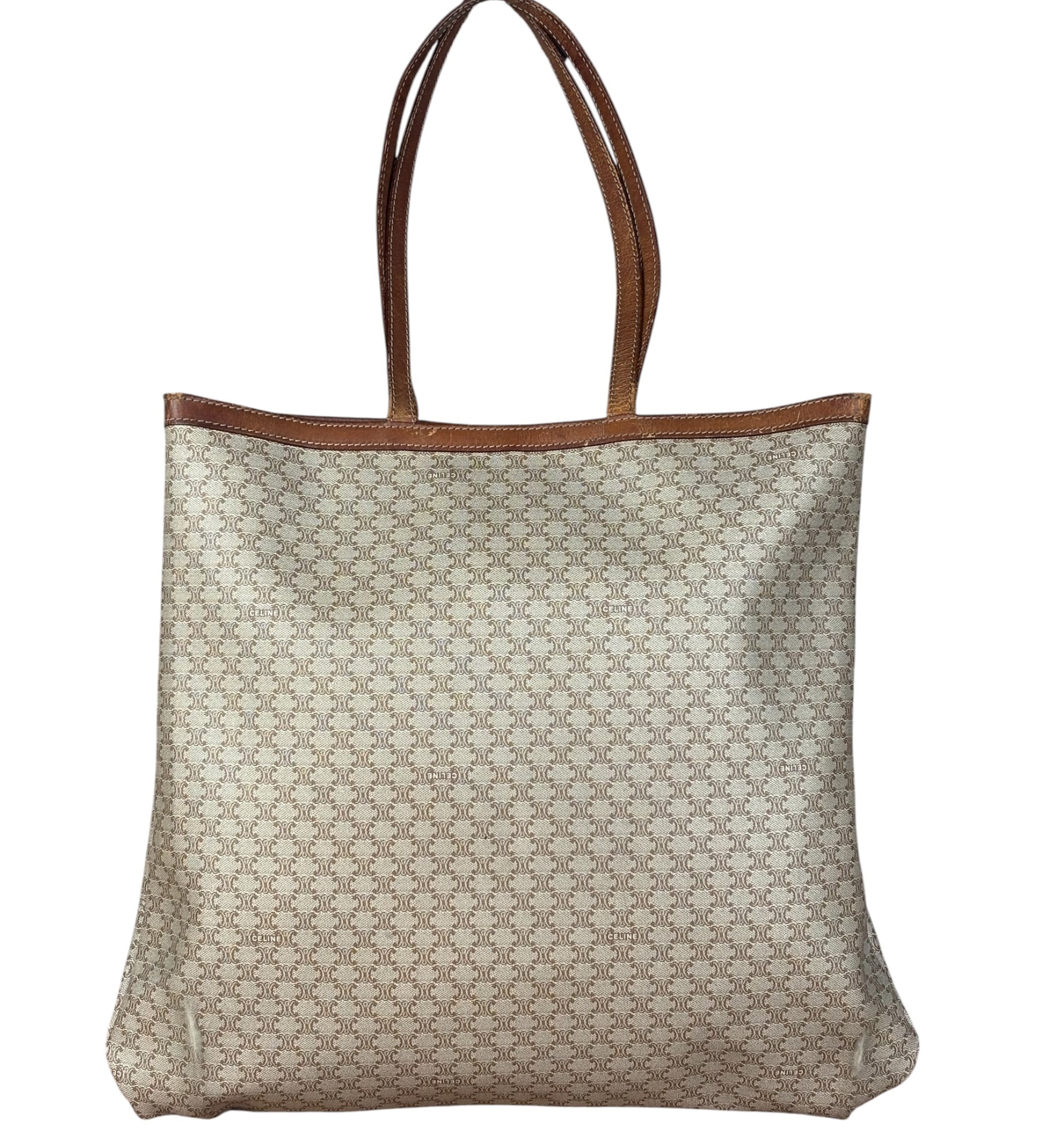 Celine Vintage Coated Canvas Macadam Shoulder Tote