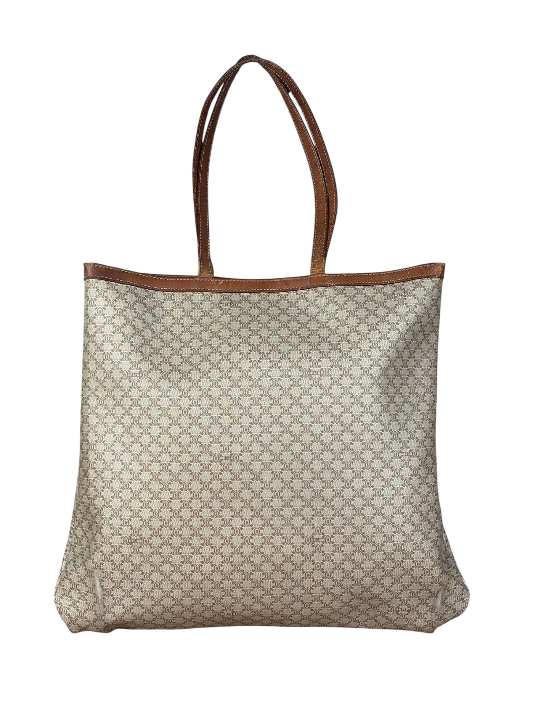 Celine Vintage Coated Canvas Macadam Shoulder Tote