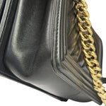Chanel Black Chevron Leather Boy Medium Flap Bag 2017