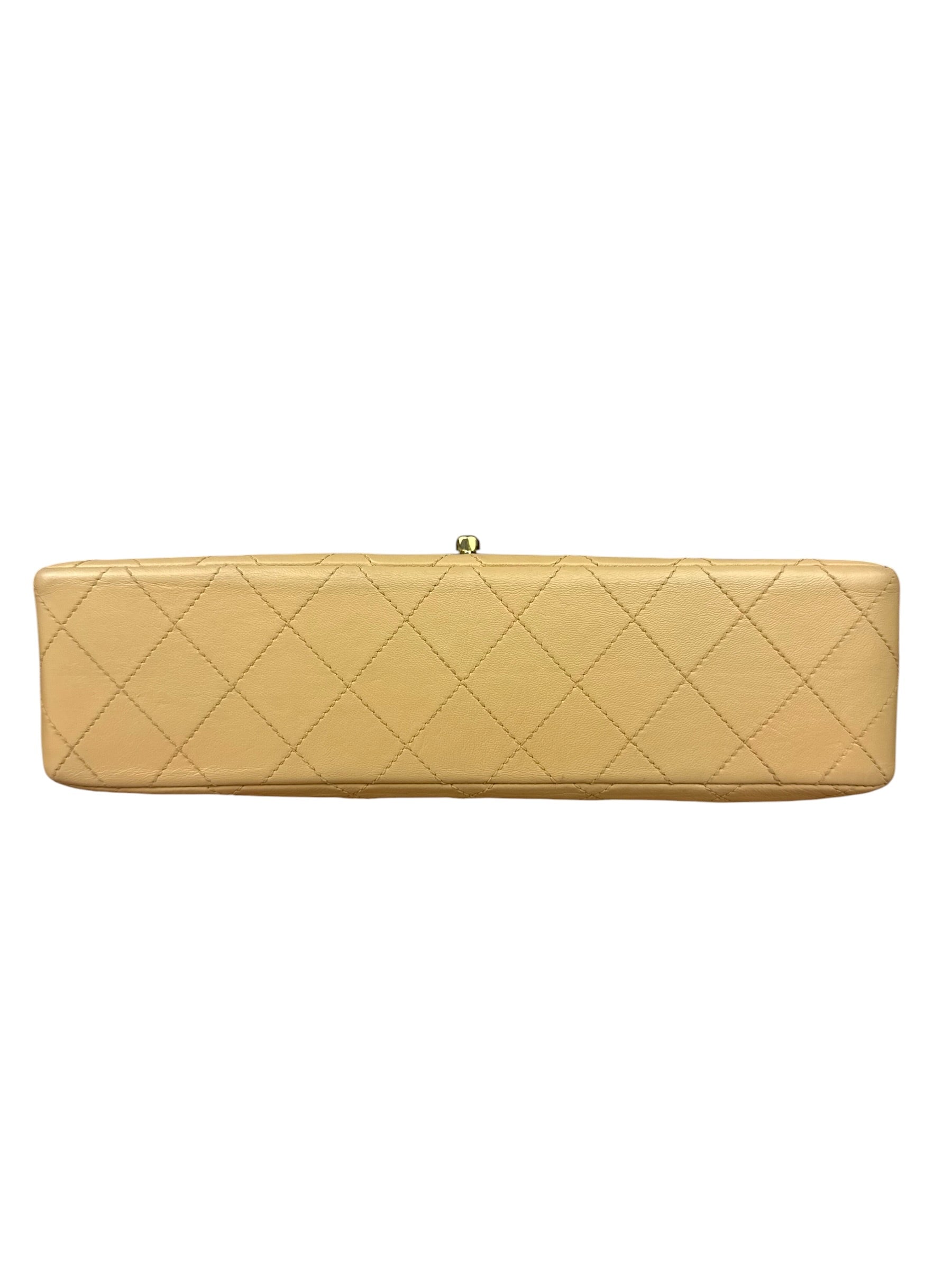 Chanel Beige Quilted Leather Two-Toned Double Flap Bag '94-'96