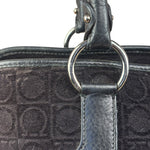 Salvatore Ferragamo Black Leather Trim Gancini Monogram Canvas Shoulder Bag