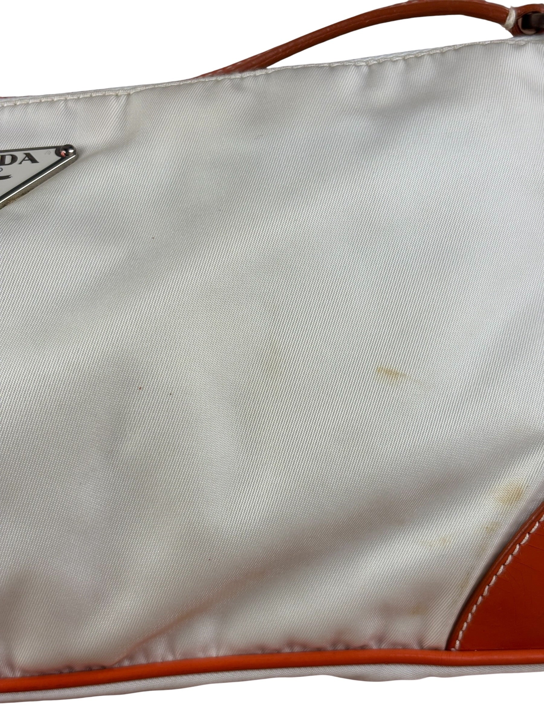 Prada Vintage Re-Edition Orange/White Tessuto Nylon Shoulder Bag