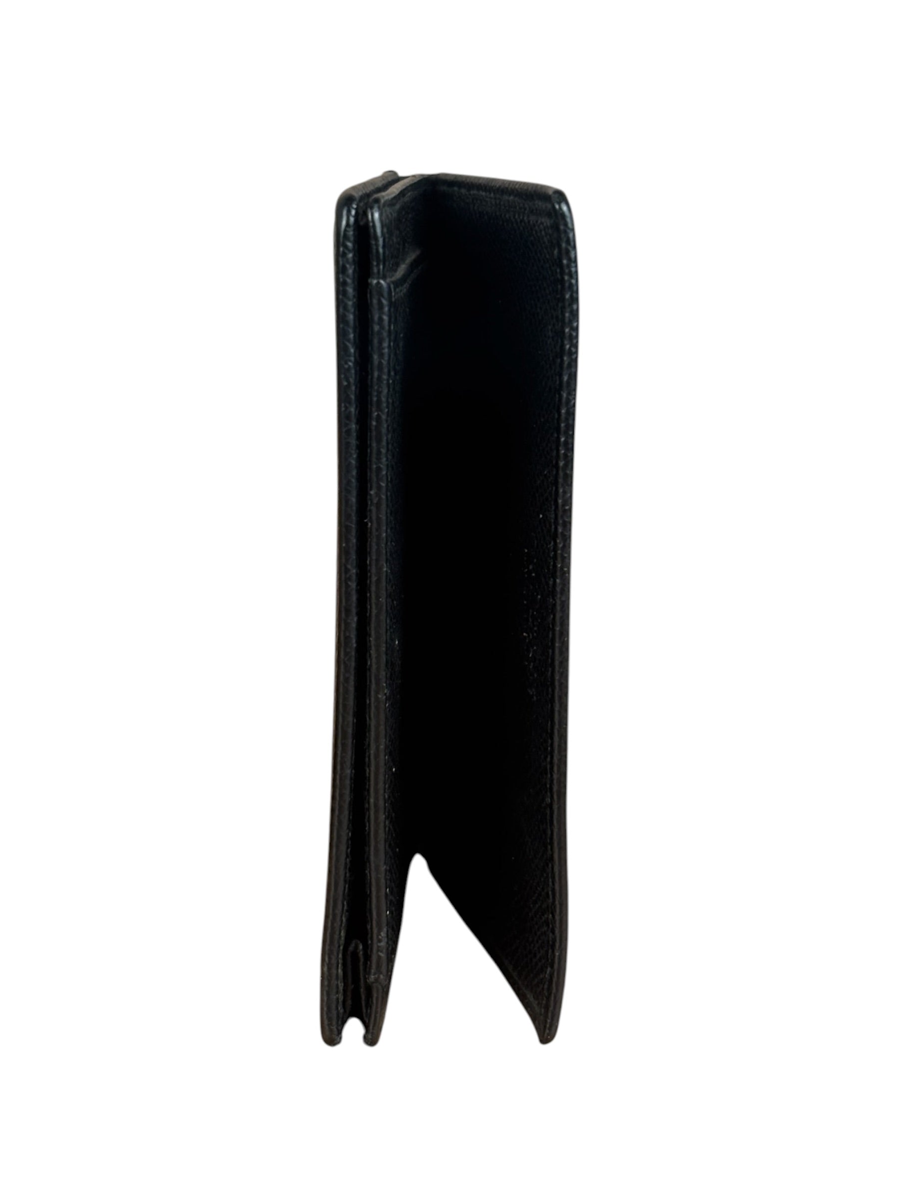 Bvlgari Black Grained Leather Bifold Card Holder
